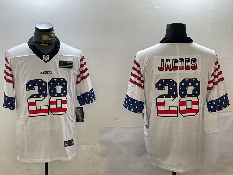 Men Oakland Raiders #28 Jacobs White National Flag 2024 Nike Limited NFL Jersey style 1->kansas city chiefs->NFL Jersey